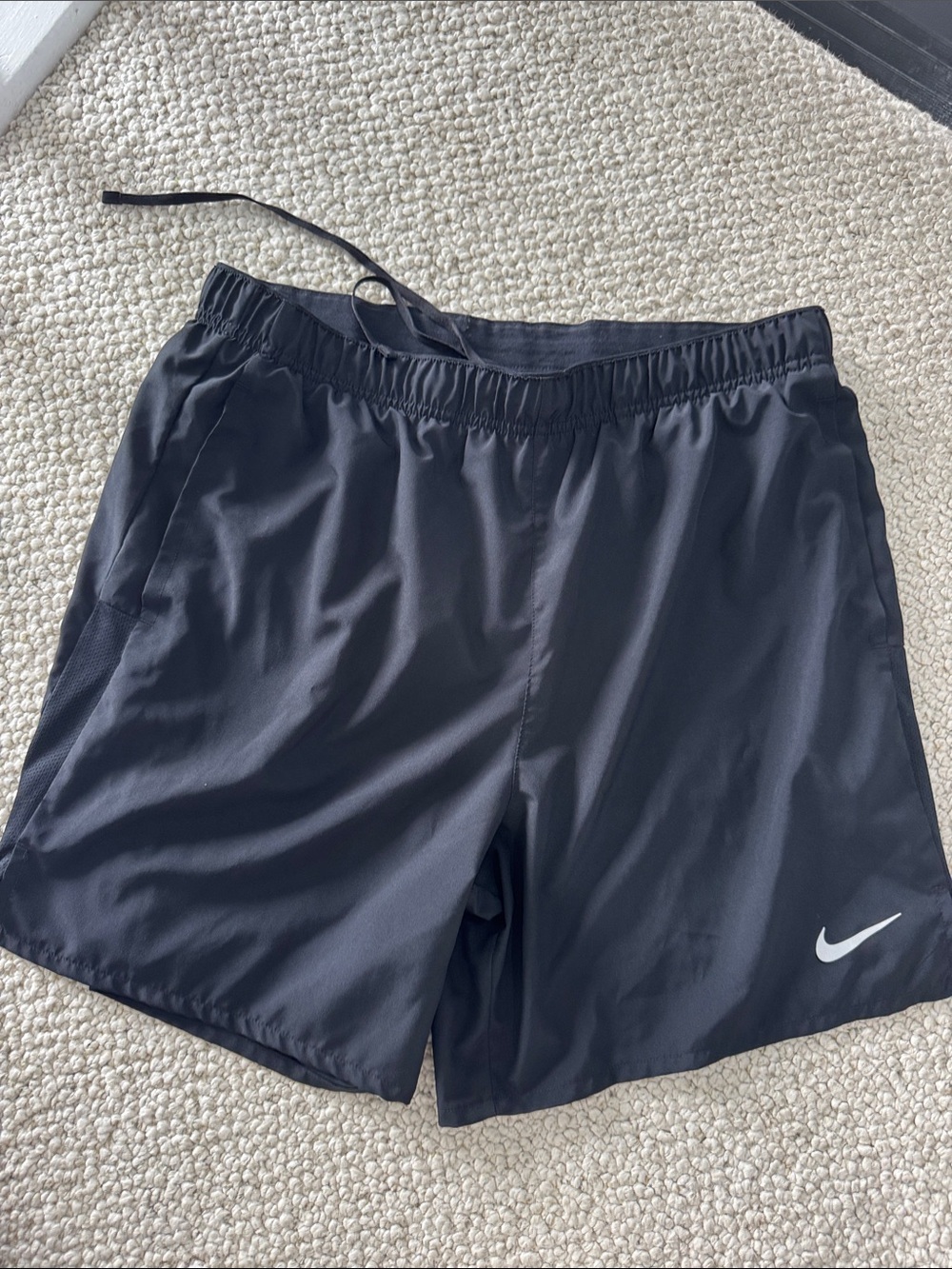 Nike Men’s Black Athletic Shorts with White Swoosh